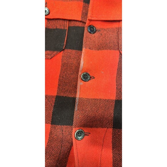 Distressed Bemidji Woolen Mills MACKINAW Med Red Check Hunting Jacket SEE PHOTOS - Picture 9 of 9